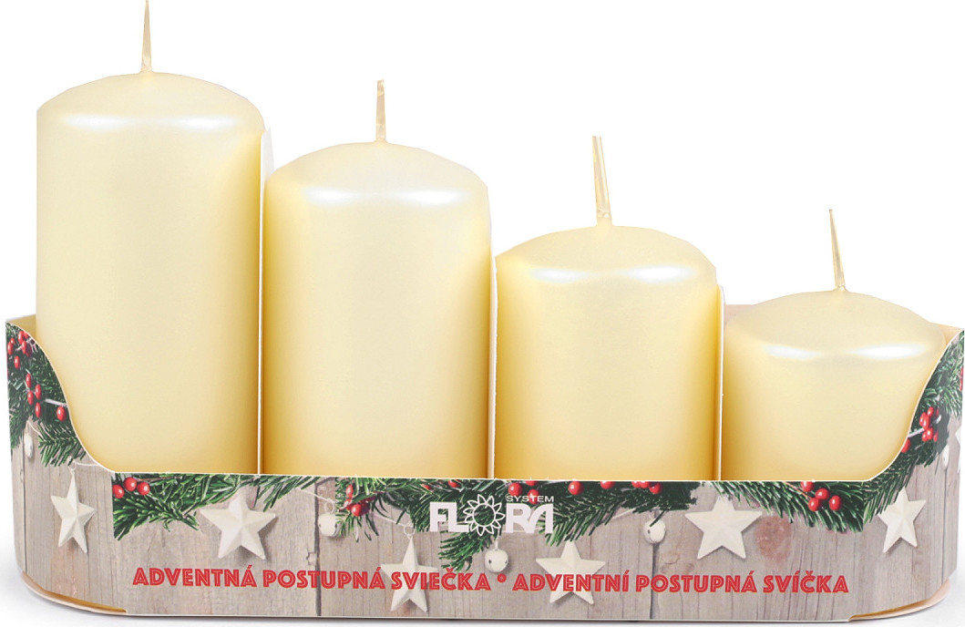 Adventní svíčky sestupné Varianta: 3 krémová světlá perleť, Balení: 1 sada