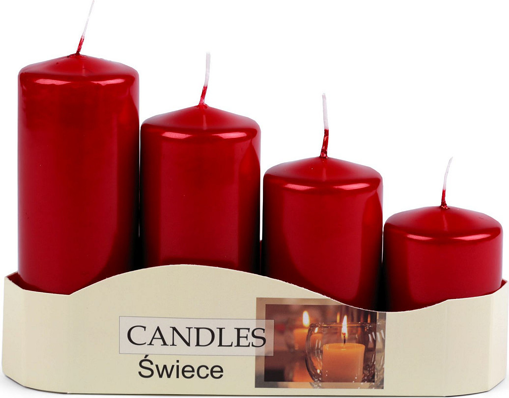 Adventní svíčky sestupné Varianta: 8 červená perleť, Balení: 1 sada
