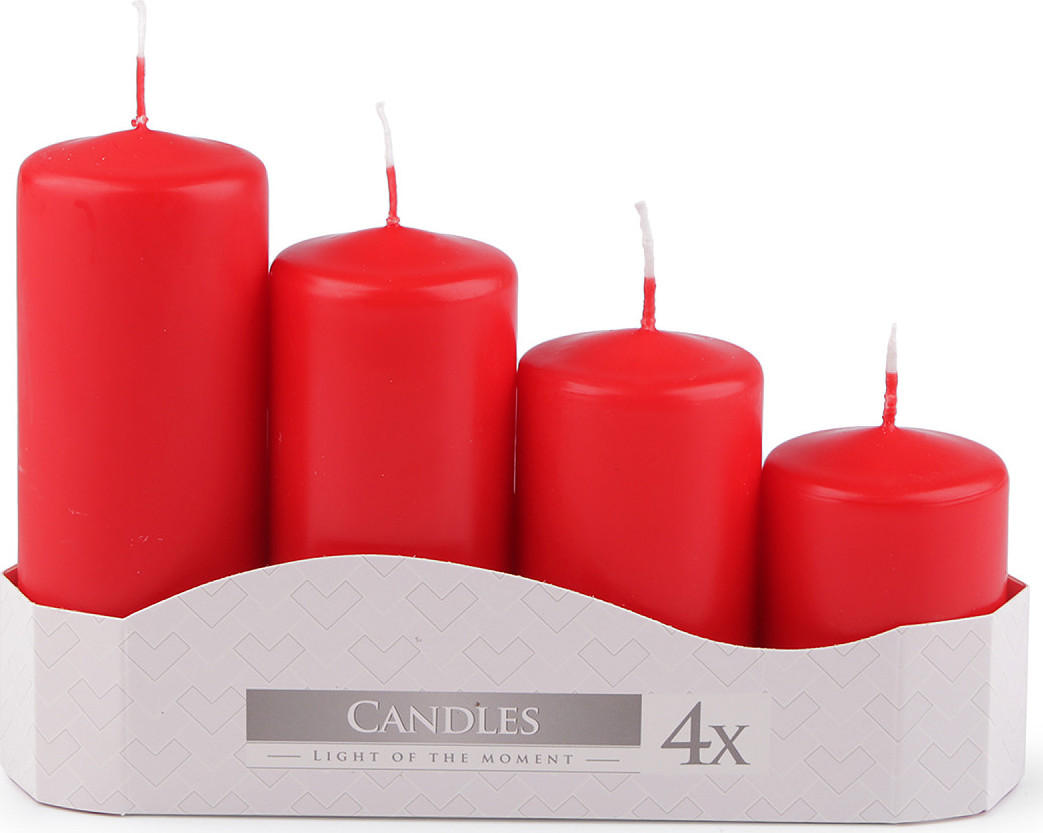 Adventní svíčky sestupné Varianta: 2 červená mat, Balení: 1 sada