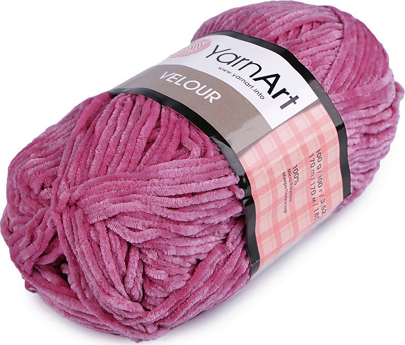 Pletací žinylková příze Velour 100 g Varianta: 10 (855) fuchsiová tm., Balení: 1 ks