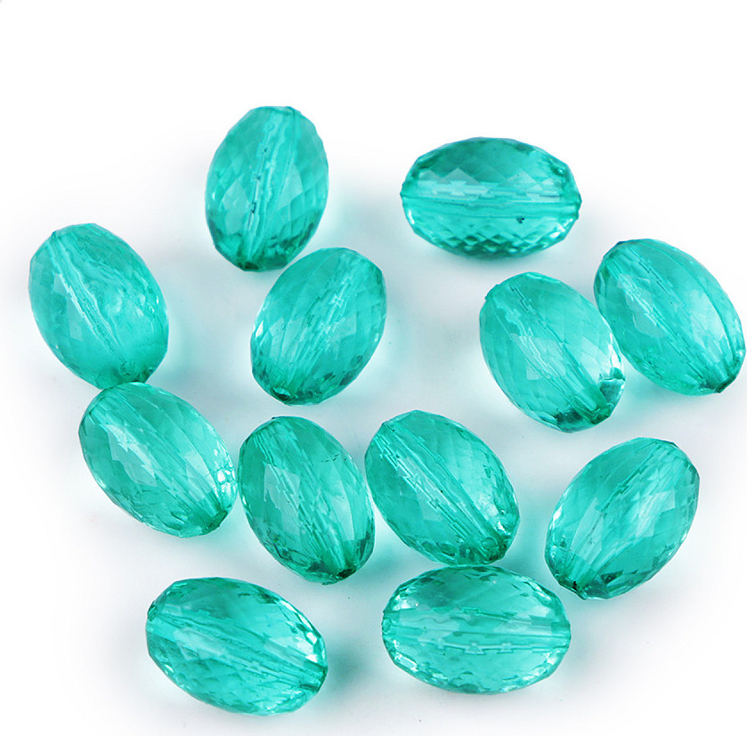 Plastové korálky ploškované olivy 10x15 mm Varianta: 5 zelená smaragdová, Balení: 10 g