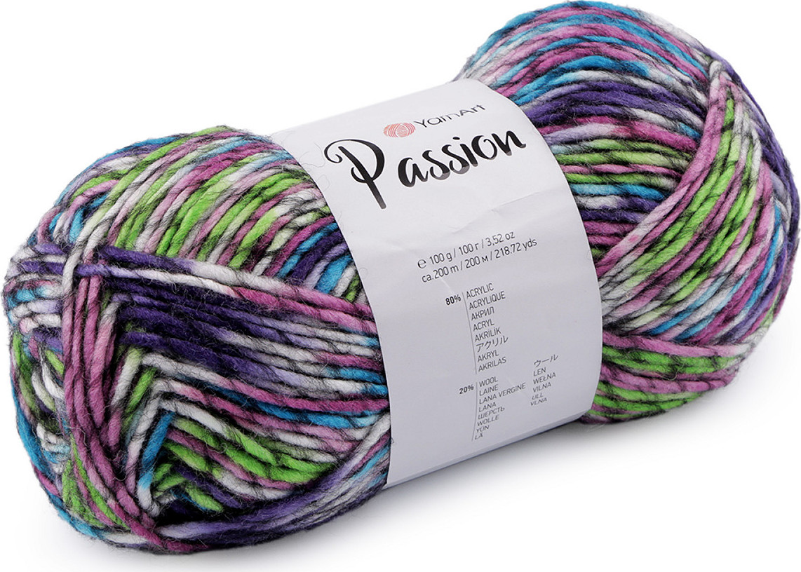 Pletací příze Passion 100 g Varianta: 7 (1250) zelená sv., Balení: 1 ks