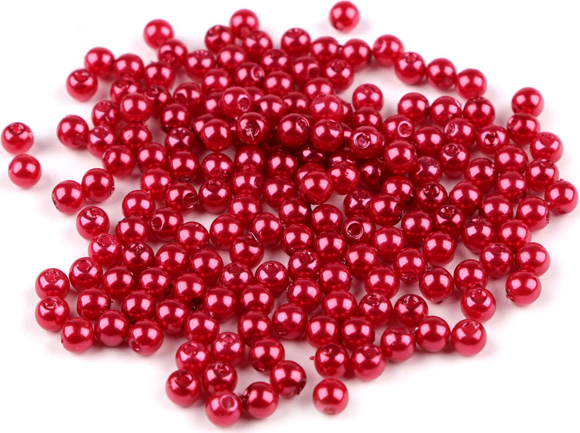 Plastové voskové korálky / perly Glance Ø5 mm Varianta: F78 červená světlá perlová, Balení: 10 g