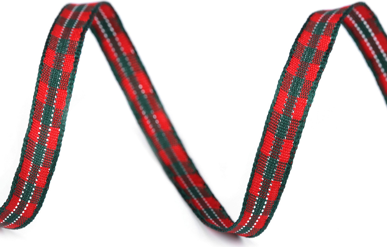 Károvaná stuha s lurexem šíře 6 mm vánoční Varianta: červená stříbrná, Balení: 180 m