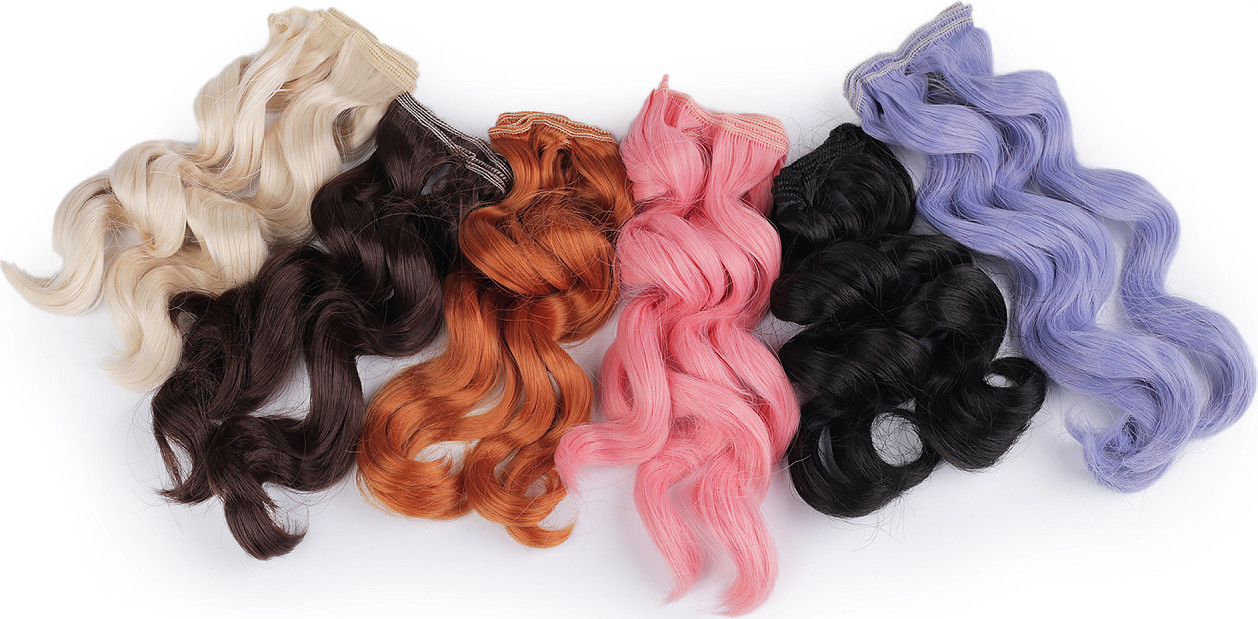 Paruka / vlasy pro panenky 25 cm vlnité Varianta: 4 růžová střední, Balení: 1 ks