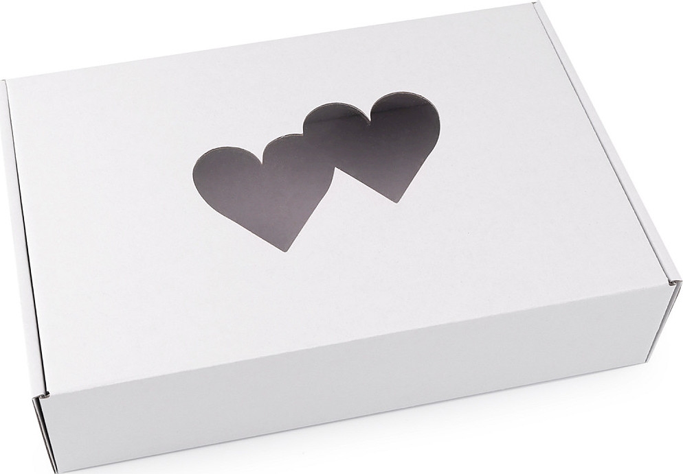 Papírová krabice s průhledem - srdce Varianta: 1 bílá, Balení: 1 ks