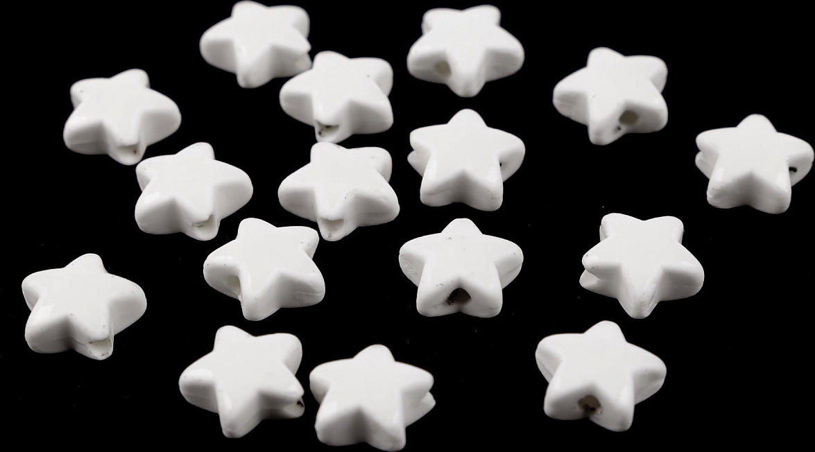 Porcelánové korálky hvězdy Ø15 mm Varianta: 1 bílá, Balení: 20 g