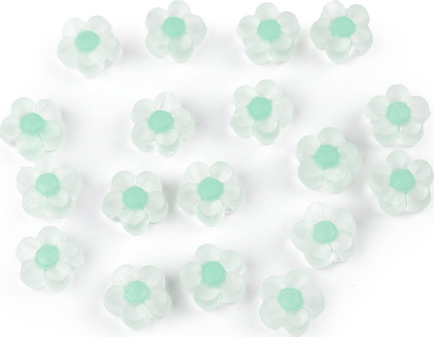 Plastové korálky květ matný Ø13 mm Varianta: 6 zelená pastel sv, Balení: 10 g