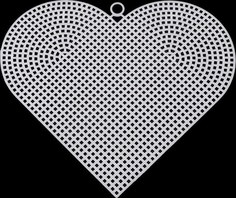 Plastová kanava / mřížka vyšívací srdce, vločka Varianta: 1 bílá srdce, Balení: 1 ks