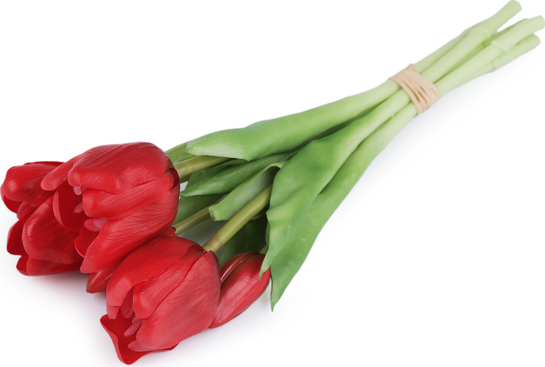 Umělá kytice tulipán Varianta: 4 červená, Balení: 1 svaz.