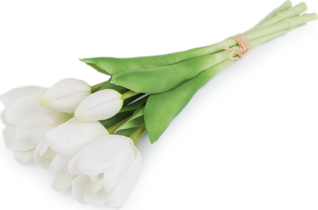 Umělá kytice tulipán Varianta: 1 bílá, Balení: 1 svaz.