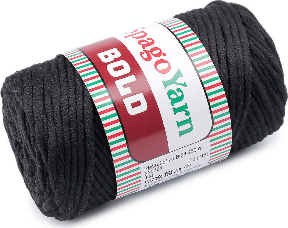 Špagetová pletací příze Bold 250 g Varianta: 12 (115) černá, Balení: 1 ks