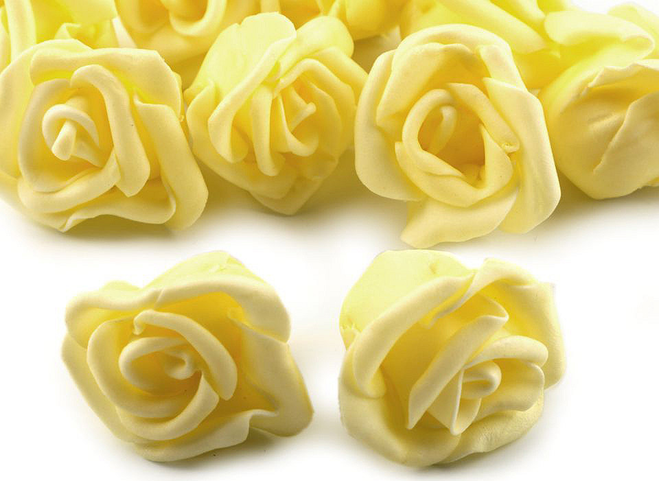 Dekorační pěnová růže Ø3-4 cm Varianta: 11 žlutá světlá, Balení: 10 ks