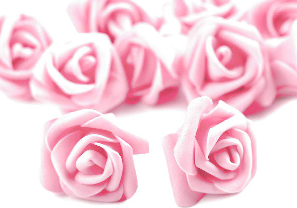 Dekorační pěnová růže Ø3-4 cm Varianta: 3 růžová sv., Balení: 10 ks