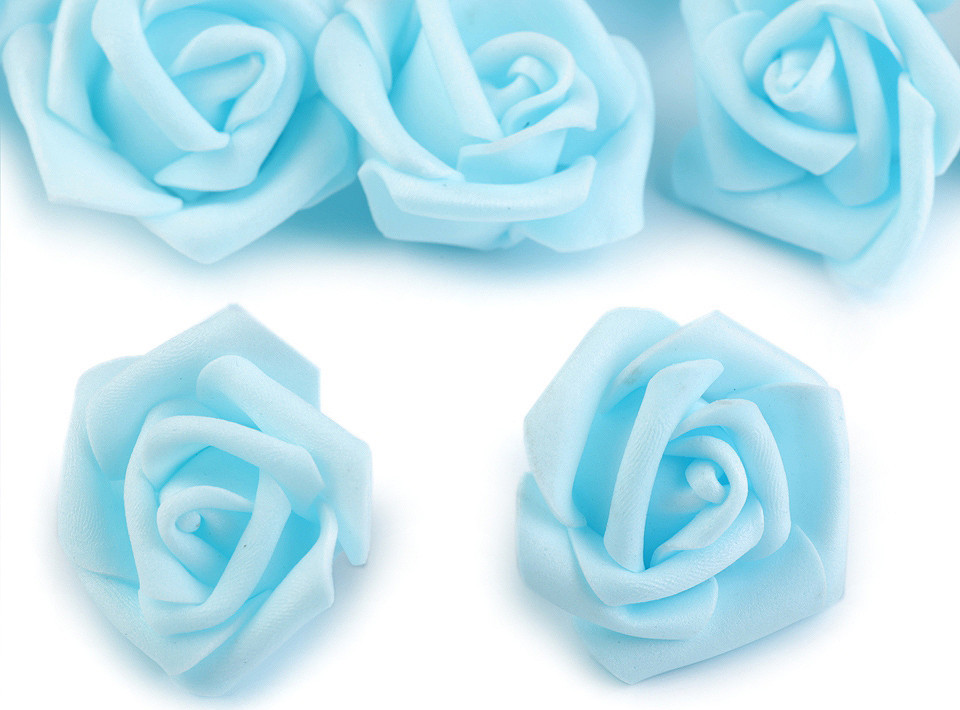 Dekorační pěnová růže Ø3-4 cm Varianta: 9 modrá azurová, Balení: 10 ks