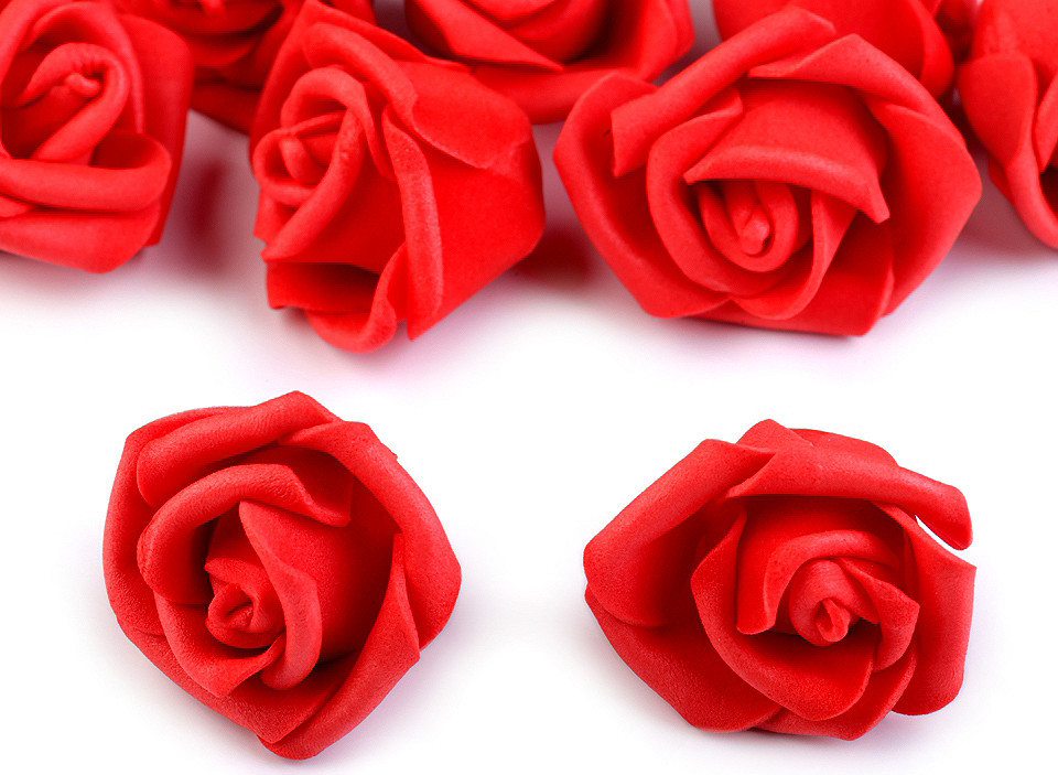 Dekorační pěnová růže Ø3-4 cm Varianta: 5 červená rumělka, Balení: 10 ks