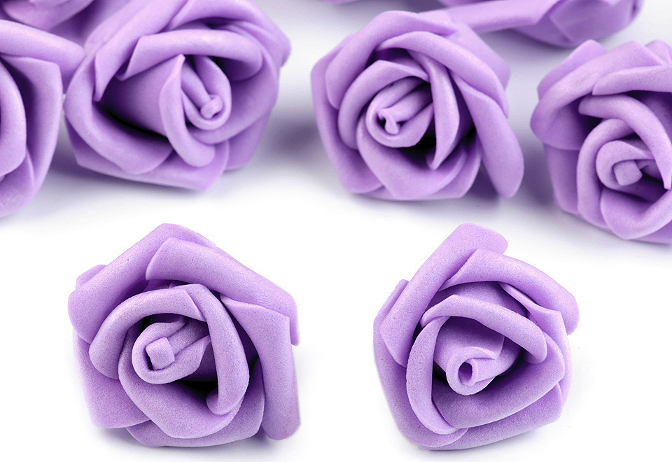 Dekorační pěnová růže Ø3-4 cm Varianta: 6 fialová lila, Balení: 10 ks