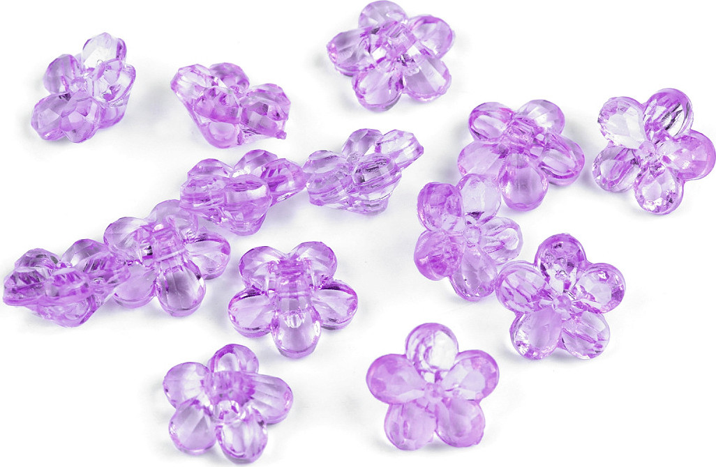 Plastové knoflíky / korálky květ Ø12 mm Varianta: 3 fialová lila, Balení: 5 g