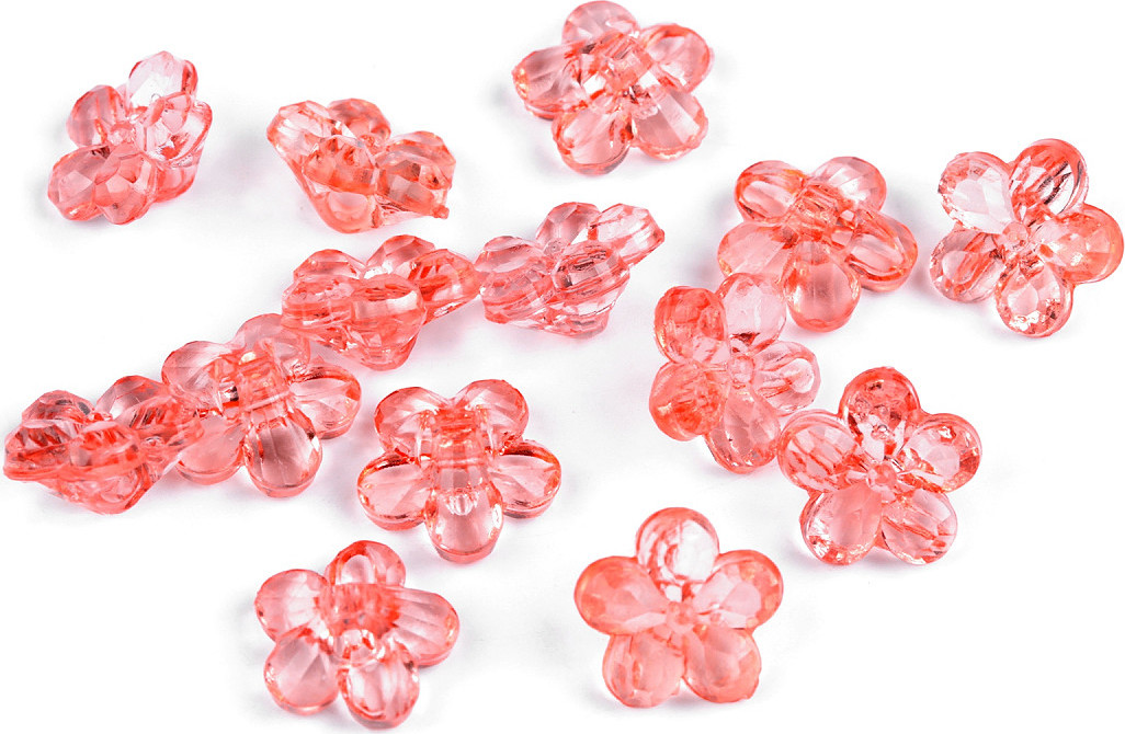 Plastové knoflíky / korálky květ Ø12 mm Varianta: 2 růžová ostrá světlá, Balení: 5 g