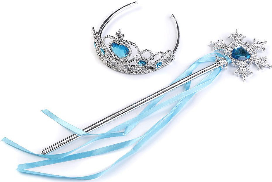Karnevalová sada / korunka - ledová královna Varianta: 2 modrá azurová, Balení: 1 sada