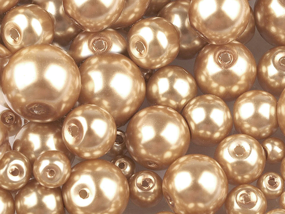 Skleněné voskové perly mix velikostí Ø4-12 mm Varianta: 11A zlatá, Balení: 50 g