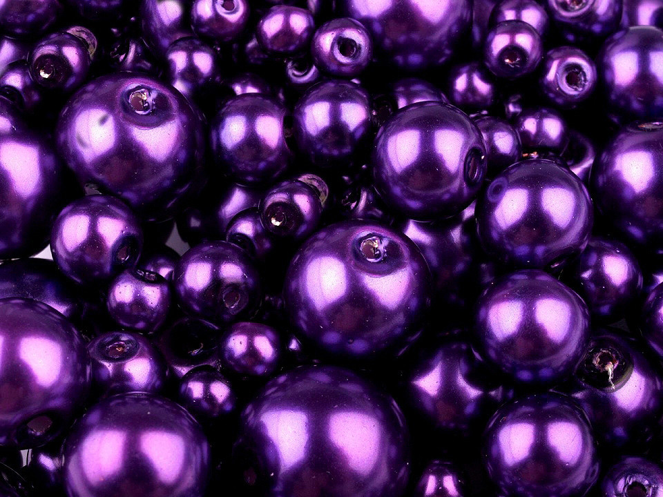 Skleněné voskové perly mix velikostí Ø4-12 mm Varianta: 36A fialová purpura, Balení: 500 g