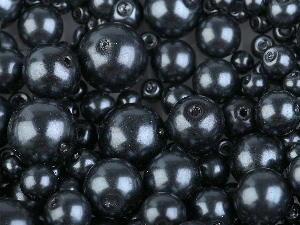 Skleněné voskové perly mix velikostí Ø4-12 mm Varianta: 60A modrá tmavá, Balení: 50 g