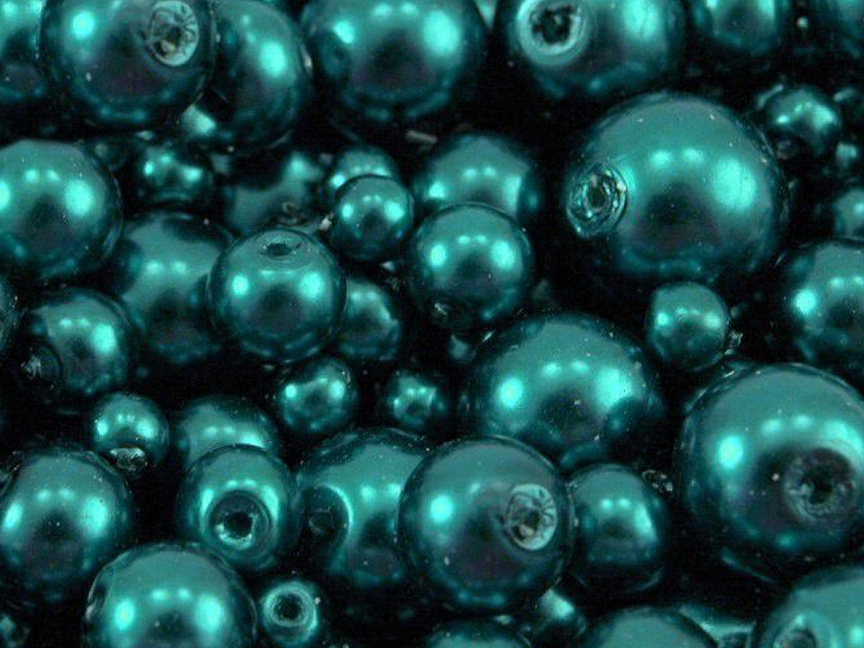 Skleněné voskové perly mix velikostí Ø4-12 mm Varianta: 68A zelenomodrá, Balení: 50 g