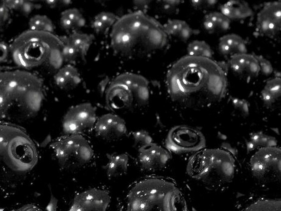 Skleněné voskové perly mix velikostí Ø4-12 mm Varianta: 20B černá, Balení: 500 g