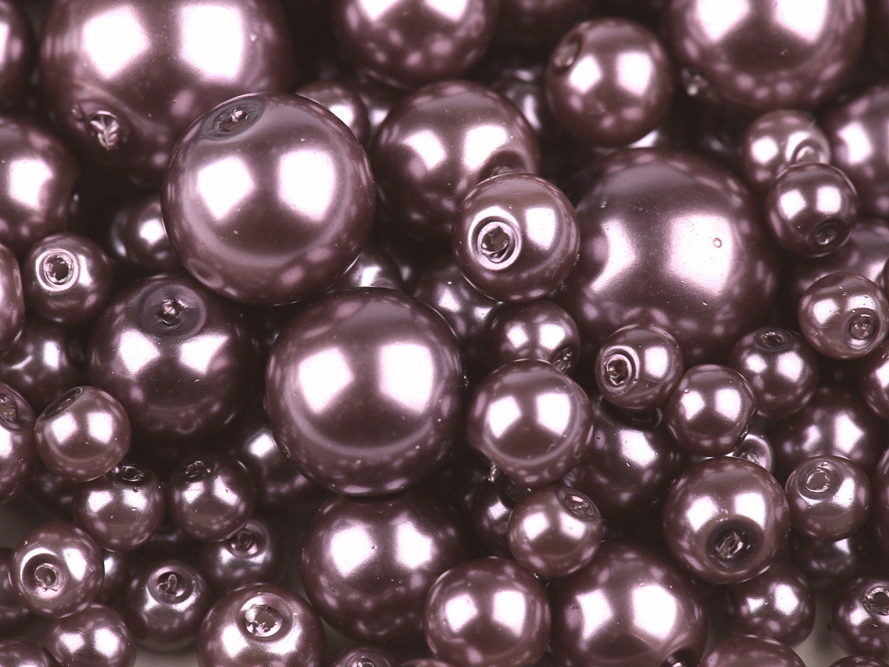 Skleněné voskové perly mix velikostí Ø4-12 mm Varianta: 07B fialová tmavá, Balení: 50 g