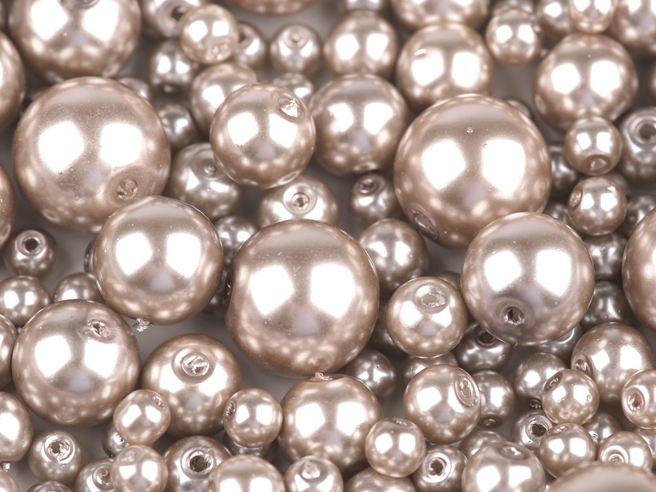 Skleněné voskové perly mix velikostí Ø4-12 mm Varianta: 14A hnědá světlá, Balení: 50 g