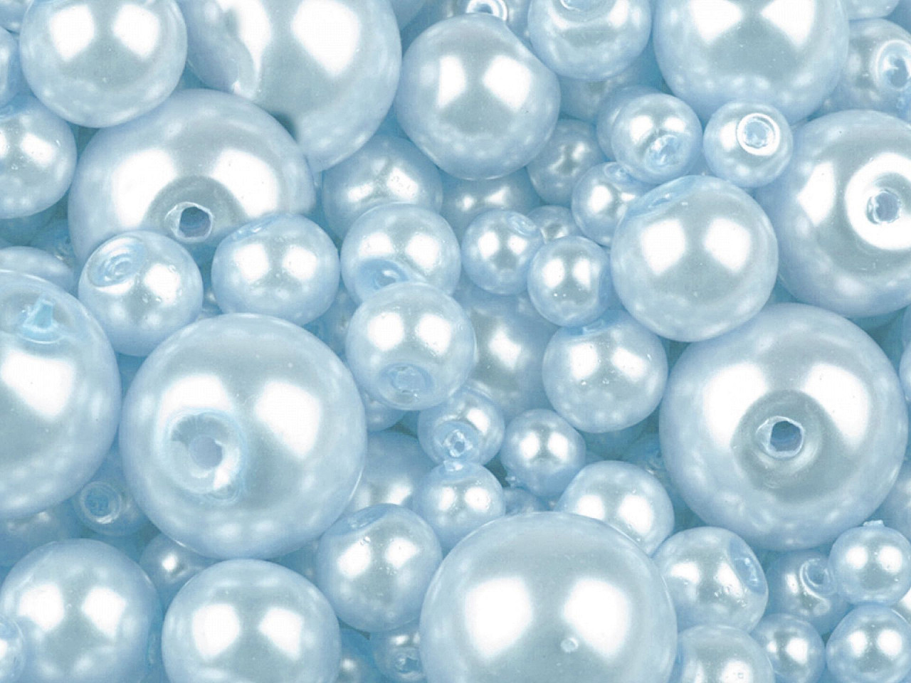 Skleněné voskové perly mix velikostí Ø4-12 mm Varianta: 09B modrá holubí, Balení: 50 g