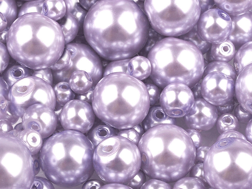 Skleněné voskové perly mix velikostí Ø4-12 mm Varianta: 25B fialová sv., Balení: 50 g