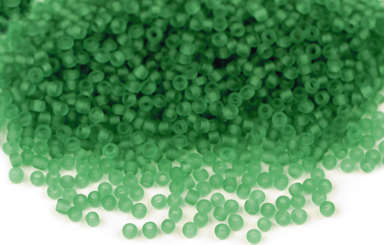Rokajl 12/0 - 2 mm transparent frosted Varianta: 6 (M7B) zelená tmavá, Balení: 50 g