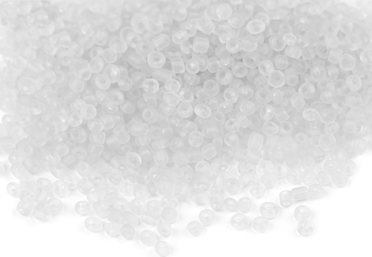 Rokajl 12/0 - 2 mm transparent frosted Varianta: 1 (M1) bílá mléčná, Balení: 450 g