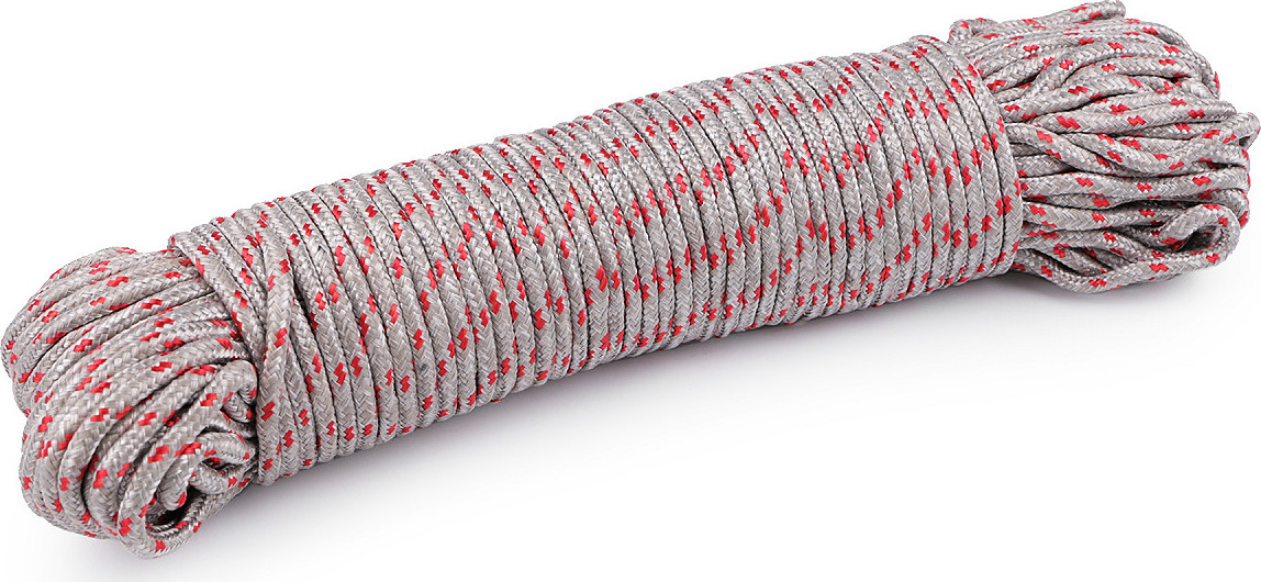 Padáková šňůra / lano Ø5 mm Varianta: 1 šedá nejsvětlejší červená, Balení: 5 m