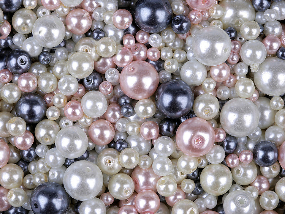 Skleněné voskové perly mix velikostí a barev Ø4-12 mm Varianta: 36 mix, Balení: 50 g