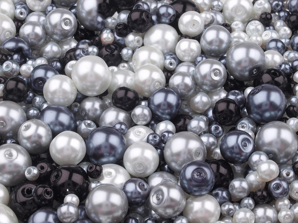 Skleněné voskové perly mix velikostí a barev Ø4-12 mm Varianta: 1 mix, Balení: 50 g