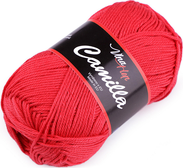 Bavlněná pletací příze Camilla 50 g Varianta: 29 (8008) červená, Balení: 1 ks