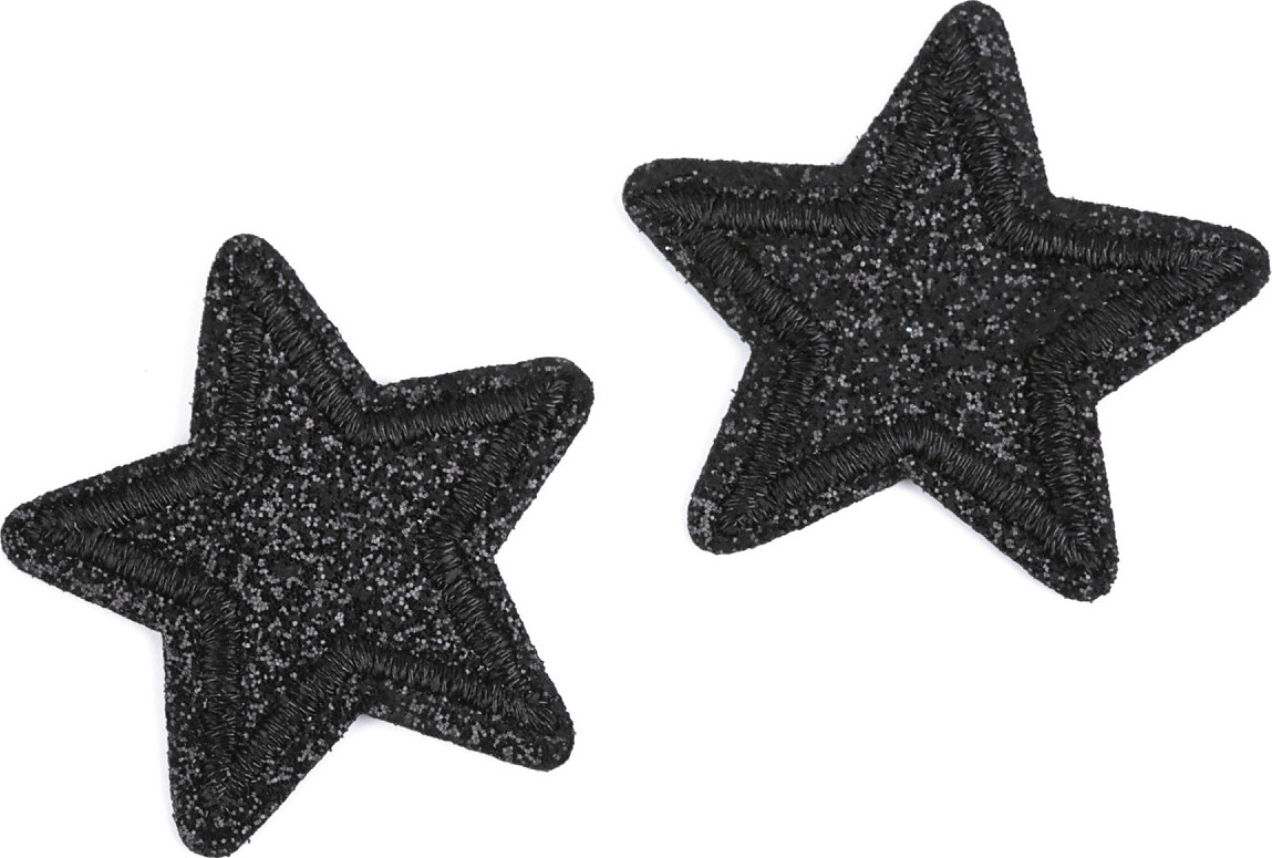 Nažehlovačka hvězda s glitry Varianta: 5 černá, Balení: 10 ks