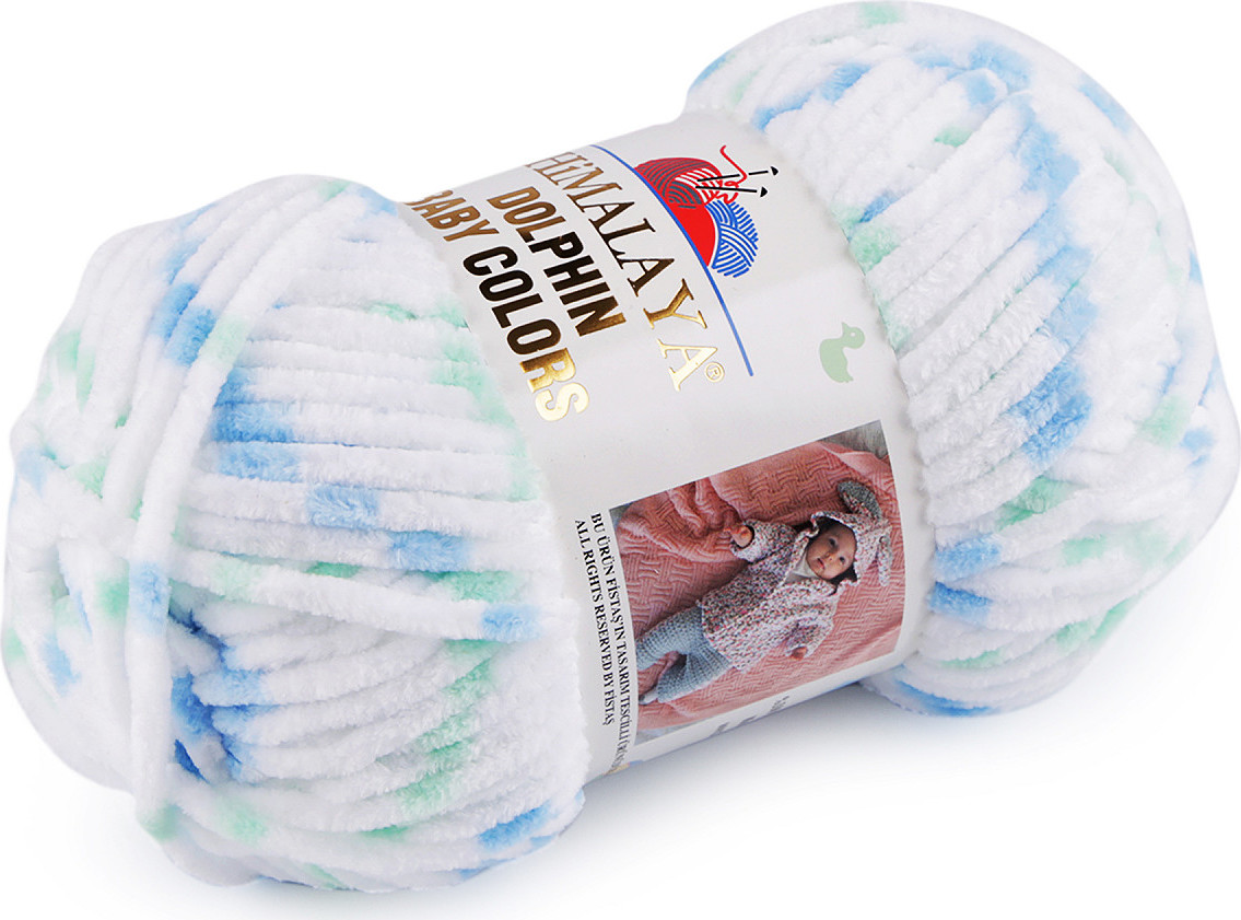 Pletací žinylková příze Dolphin Baby Colors 100 g Varianta: 2 (80409) bílá modrá, Balení: 1 ks