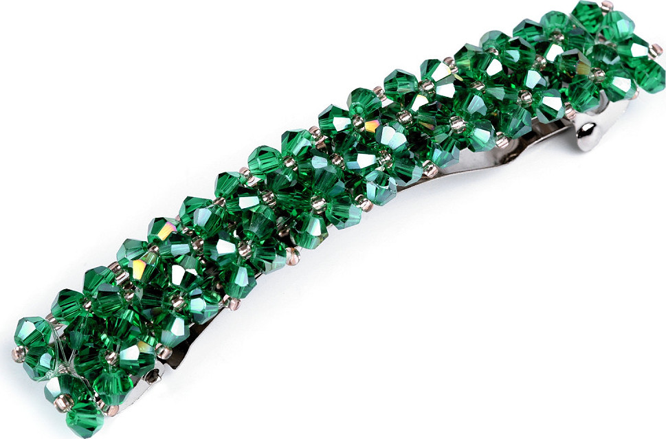 Francouzská spona do vlasů s broušenými korálky Varianta: 5 zelená smaragdová, Balení: 1 ks