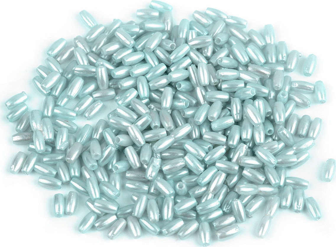 Plastové voskové korálky / perly Glance rýže 3x6 mm Varianta: 7 pudrová, Balení: 10 g