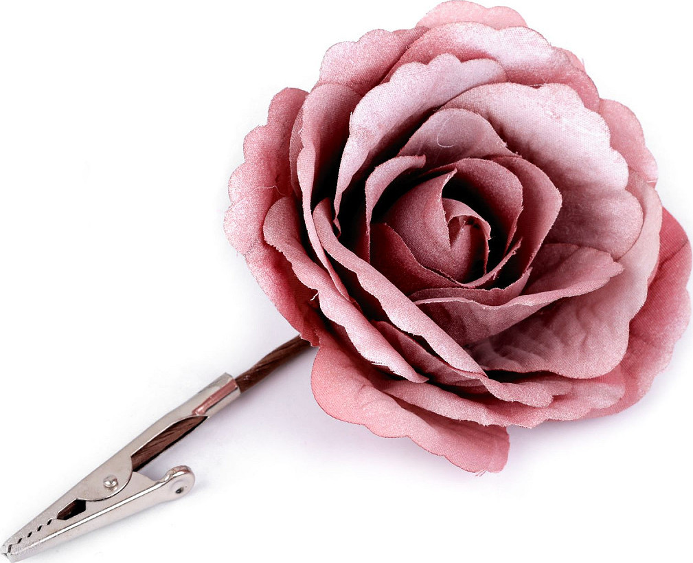 Dekorace růže s klipem Ø7 cm Varianta: starorůžová sv., Balení: 1 ks