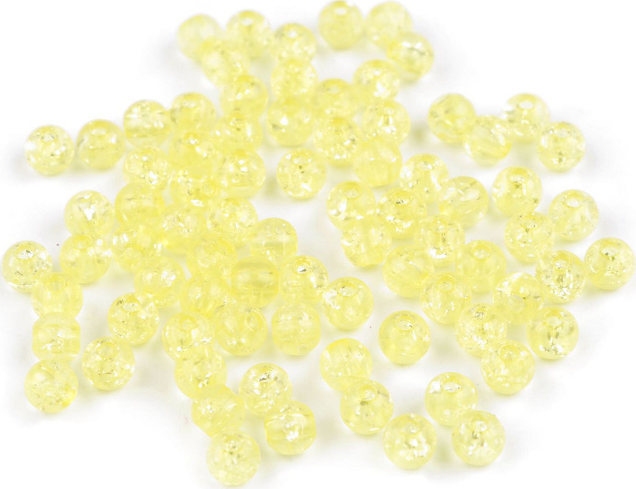 Plastové korálky kraklované Ø6 mm Varianta: 2 žlutá, Balení: 500 g