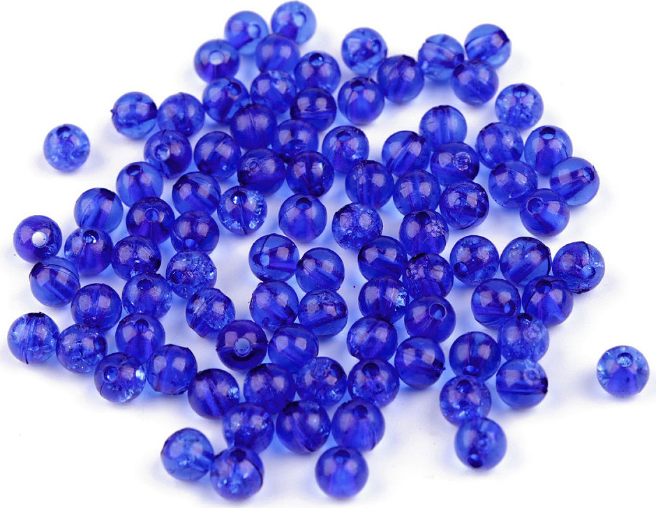 Plastové korálky kraklované Ø6 mm Varianta: 10 modrá královská, Balení: 500 g