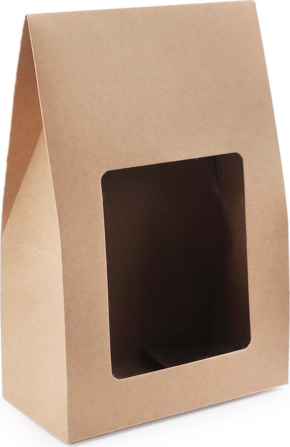 Papírová krabice s průhledem Varianta: hnědá přírodní, Balení: 50 ks
