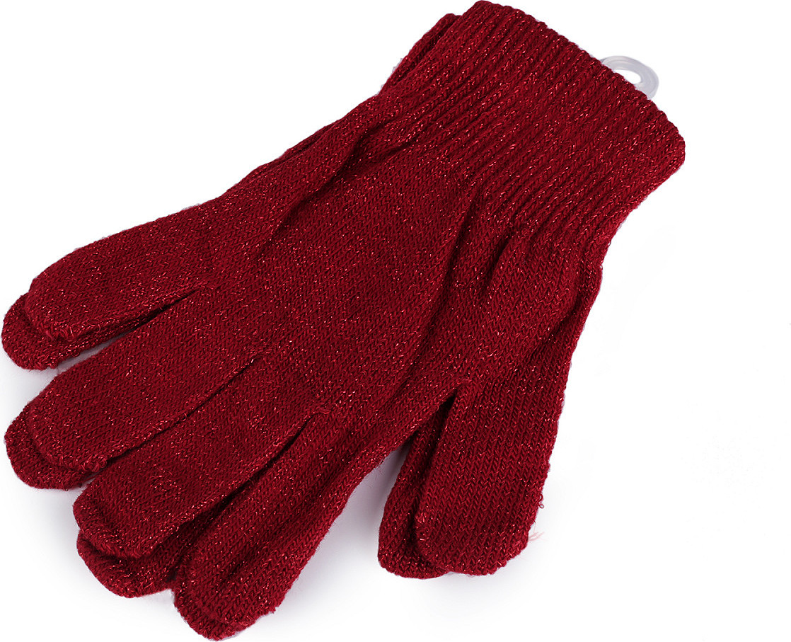 Dámské / dívčí pletené rukavice s lurexem Varianta: 3 červená, Balení: 1 pár