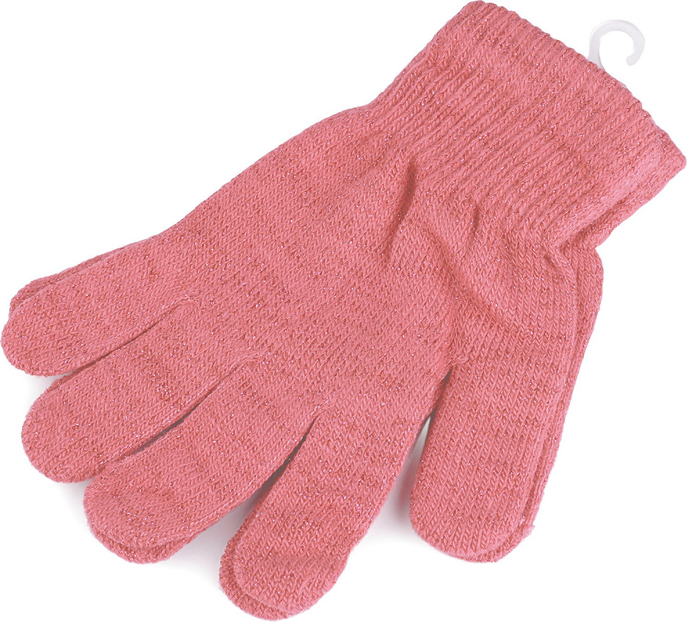 Dámské / dívčí pletené rukavice s lurexem Varianta: 7 růžová, Balení: 1 pár