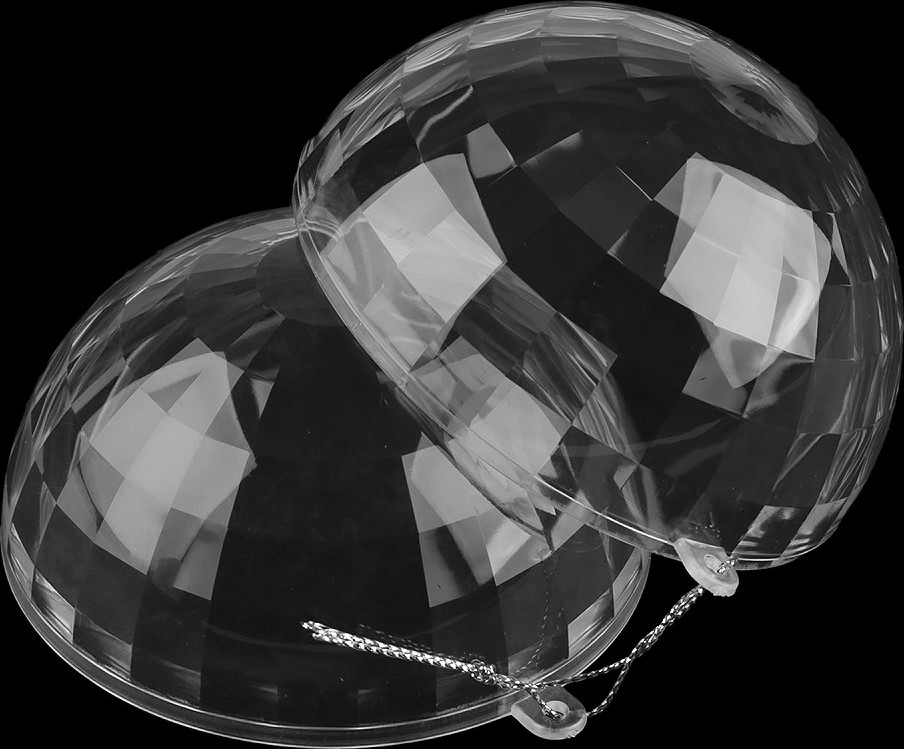 Plastová koule s ploškami Ø10 cm dvoudílná k zavěšení Varianta: transparent, Balení: 5 ks